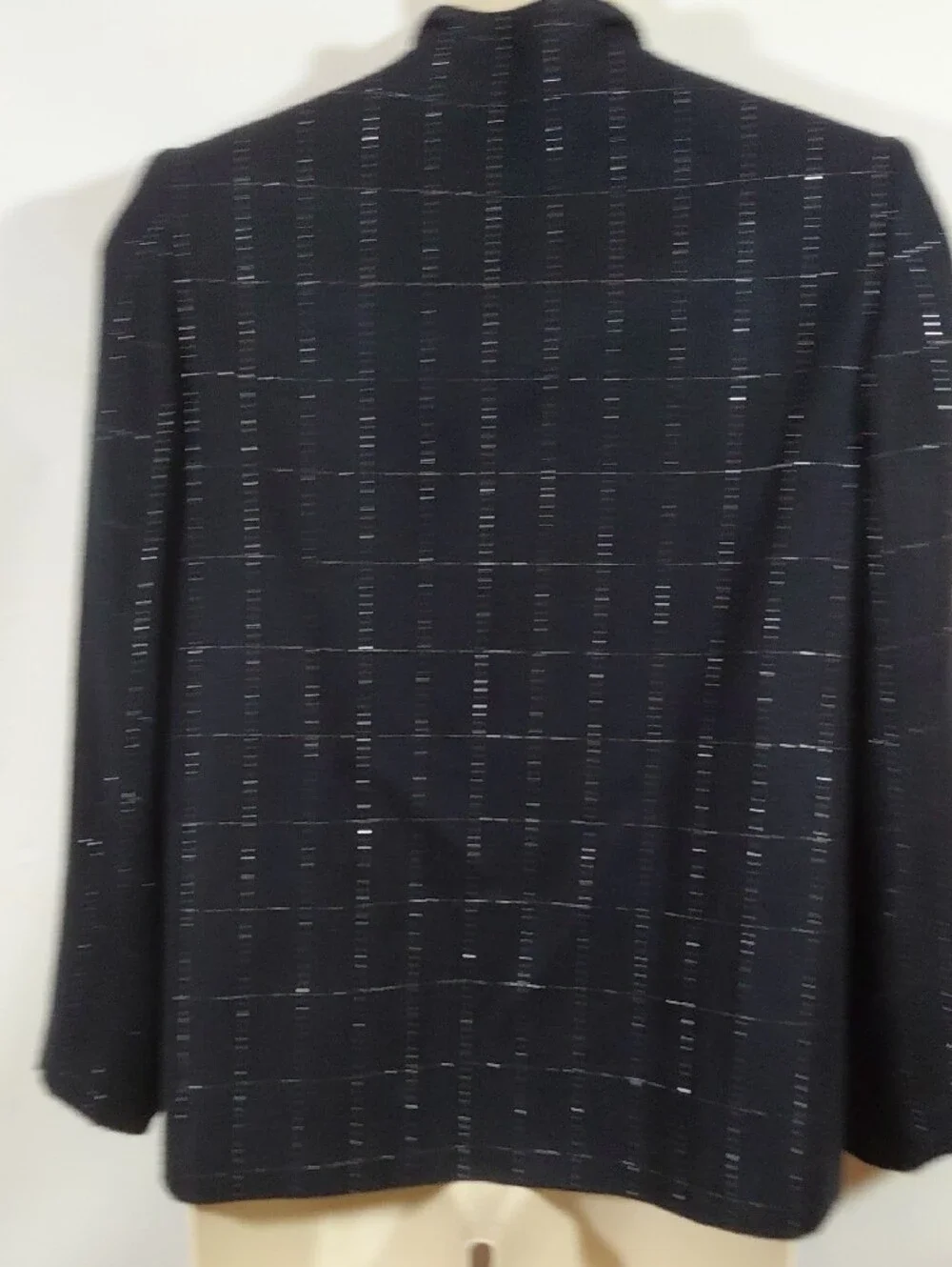 George Simonton Black Metallic Thread Windowpane Knit Blazer Skirt Set Size 14